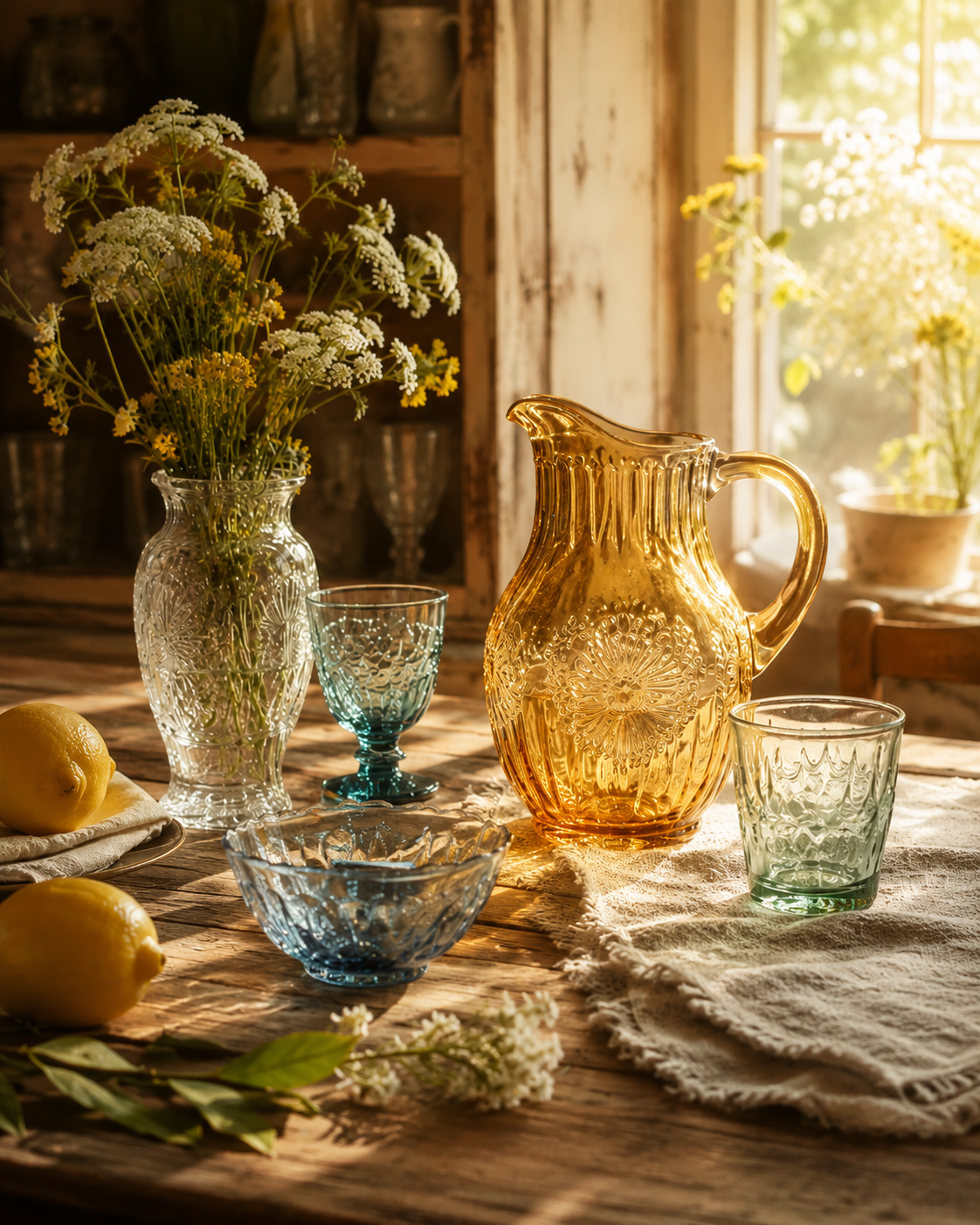 Vintage Glassware in Summer: Light, Memory, and Everyday Charm