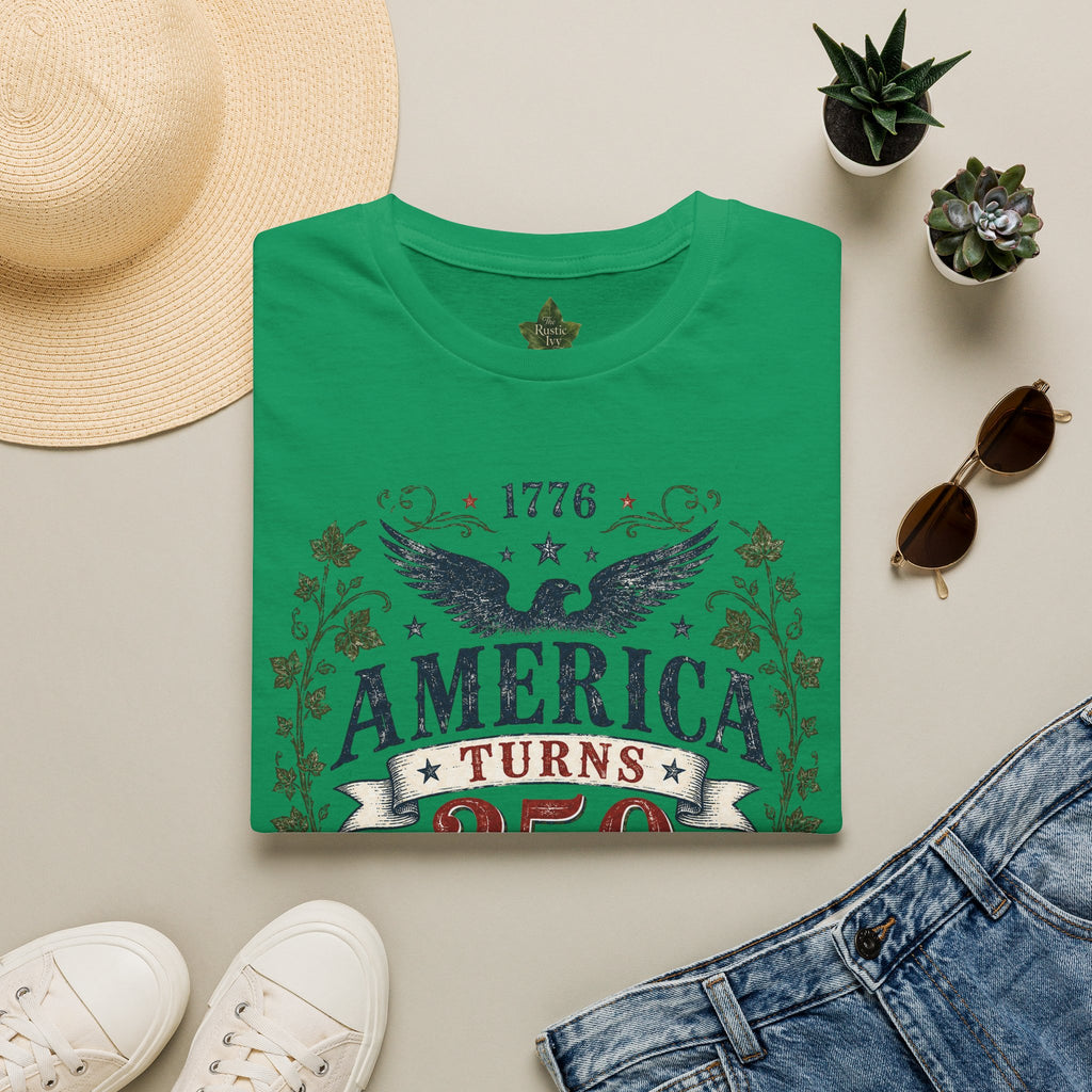 America Turns 250 Shirt 1776 2026 Patriotic Eagle 4th July Tee
