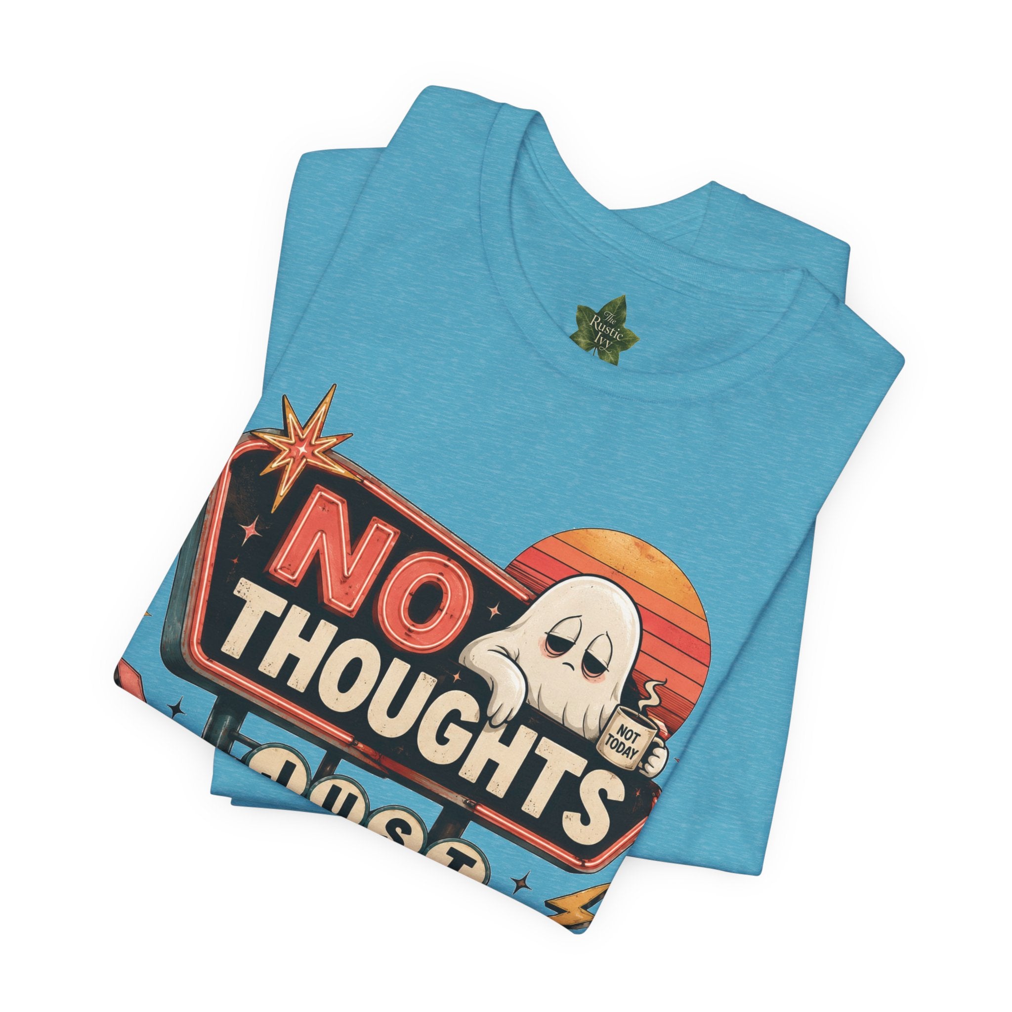 No Thoughts Just Vibes Ghost Shirt, Funny Retro Neon Tee