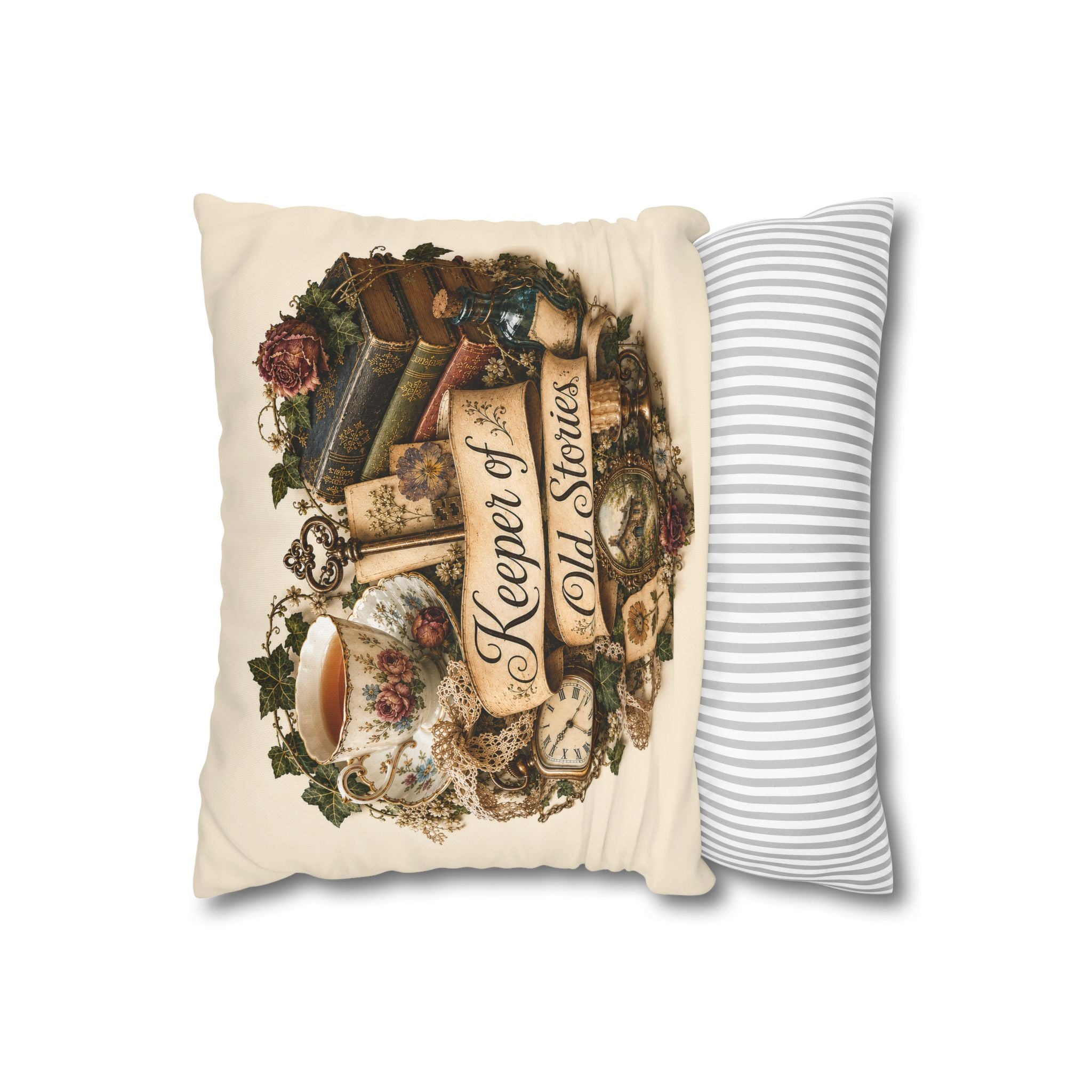 Keeper of Old Stories Pillowcase, Vintage Inspired Book Lover Decor