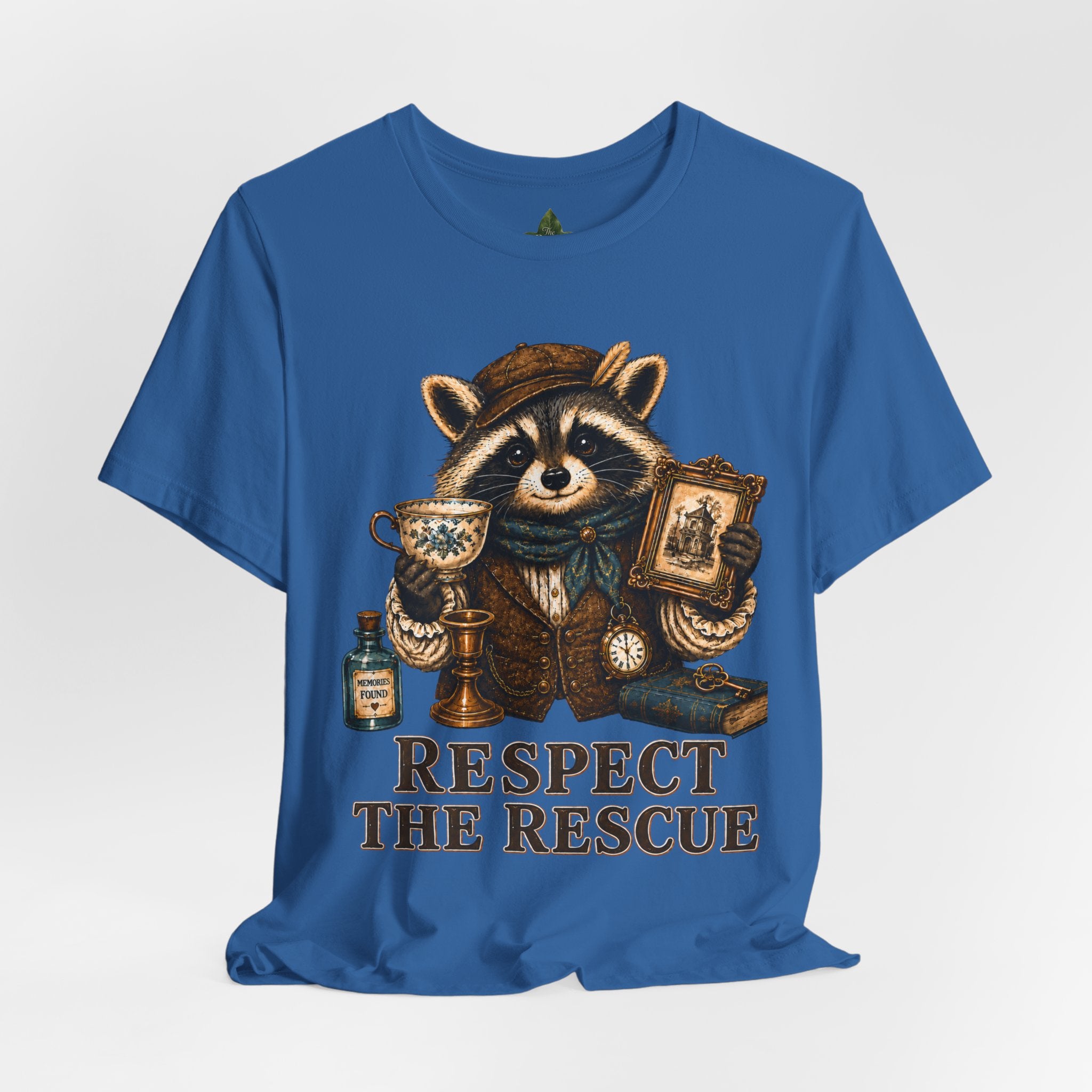 Respect The Rescue Raccoon Tee, Vintage Thrift Lover Shirt, Estate Sale Gift