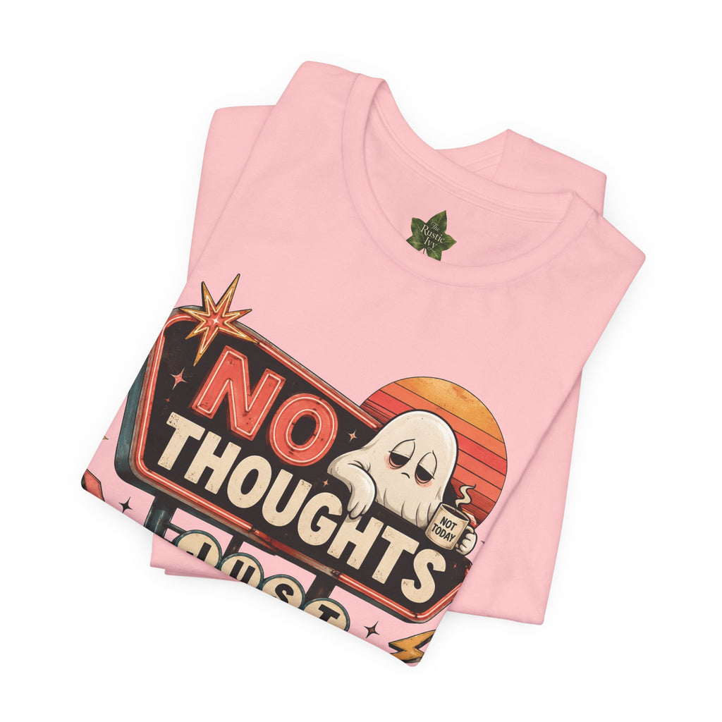 No Thoughts Just Vibes Ghost Shirt, Funny Retro Neon Tee