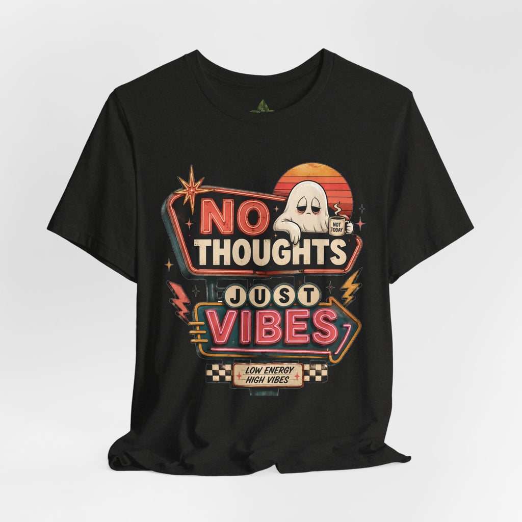 No Thoughts Just Vibes Ghost Shirt, Funny Retro Neon Tee