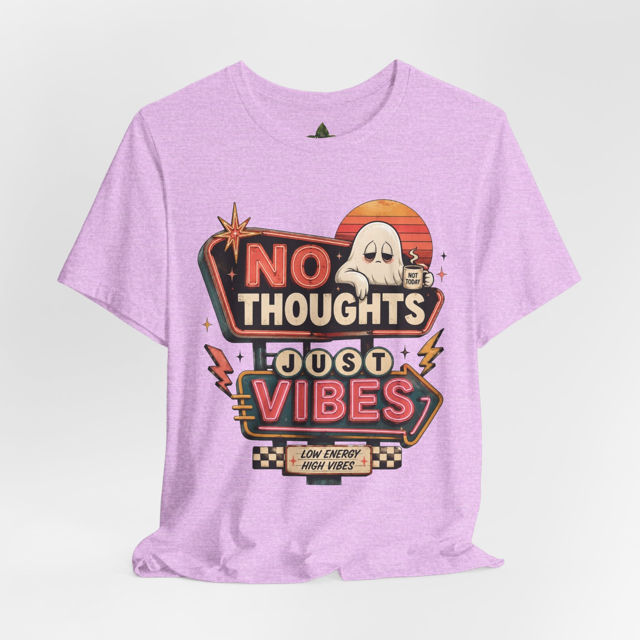 No Thoughts Just Vibes Ghost Shirt, Funny Retro Neon Tee
