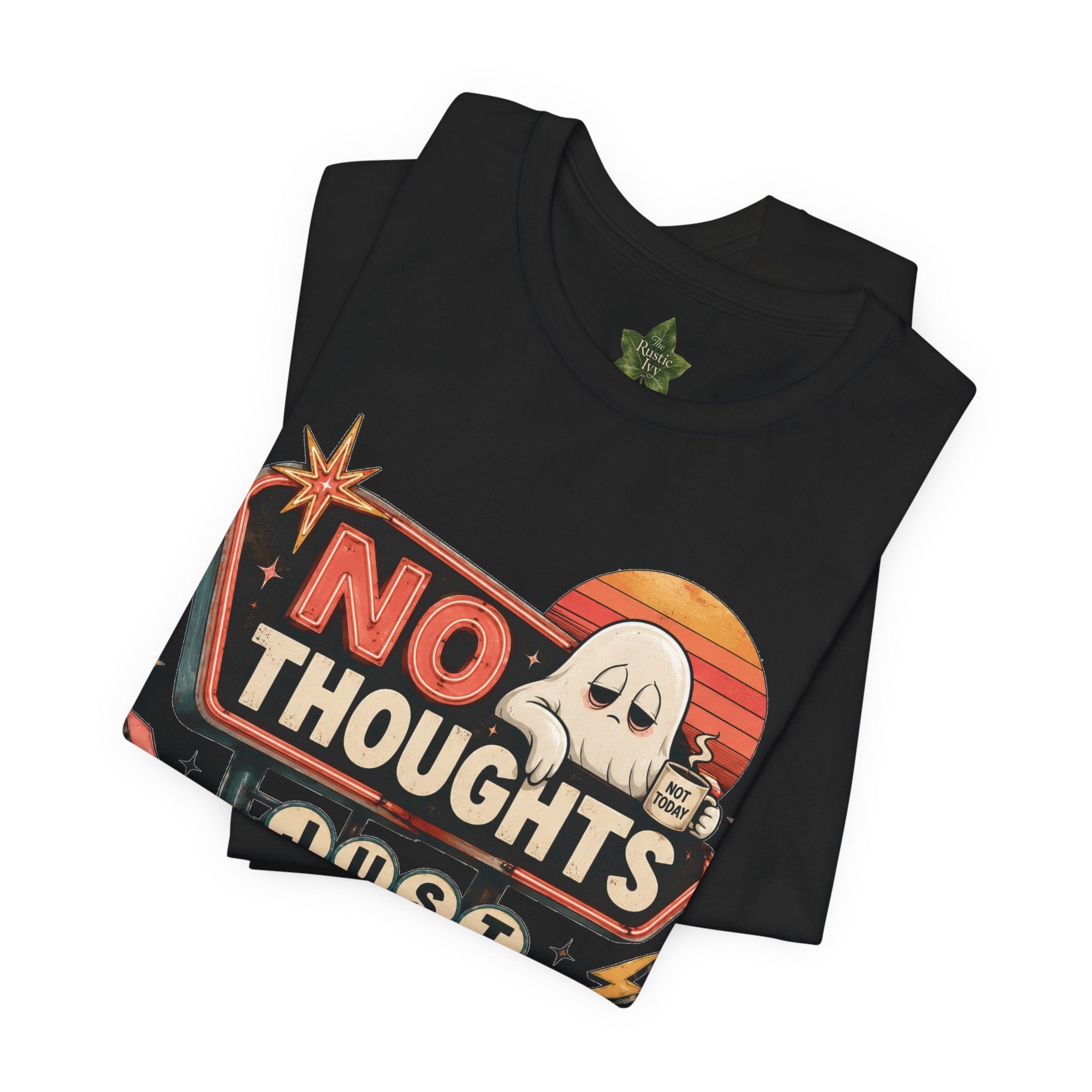 No Thoughts Just Vibes Ghost Shirt, Funny Retro Neon Tee