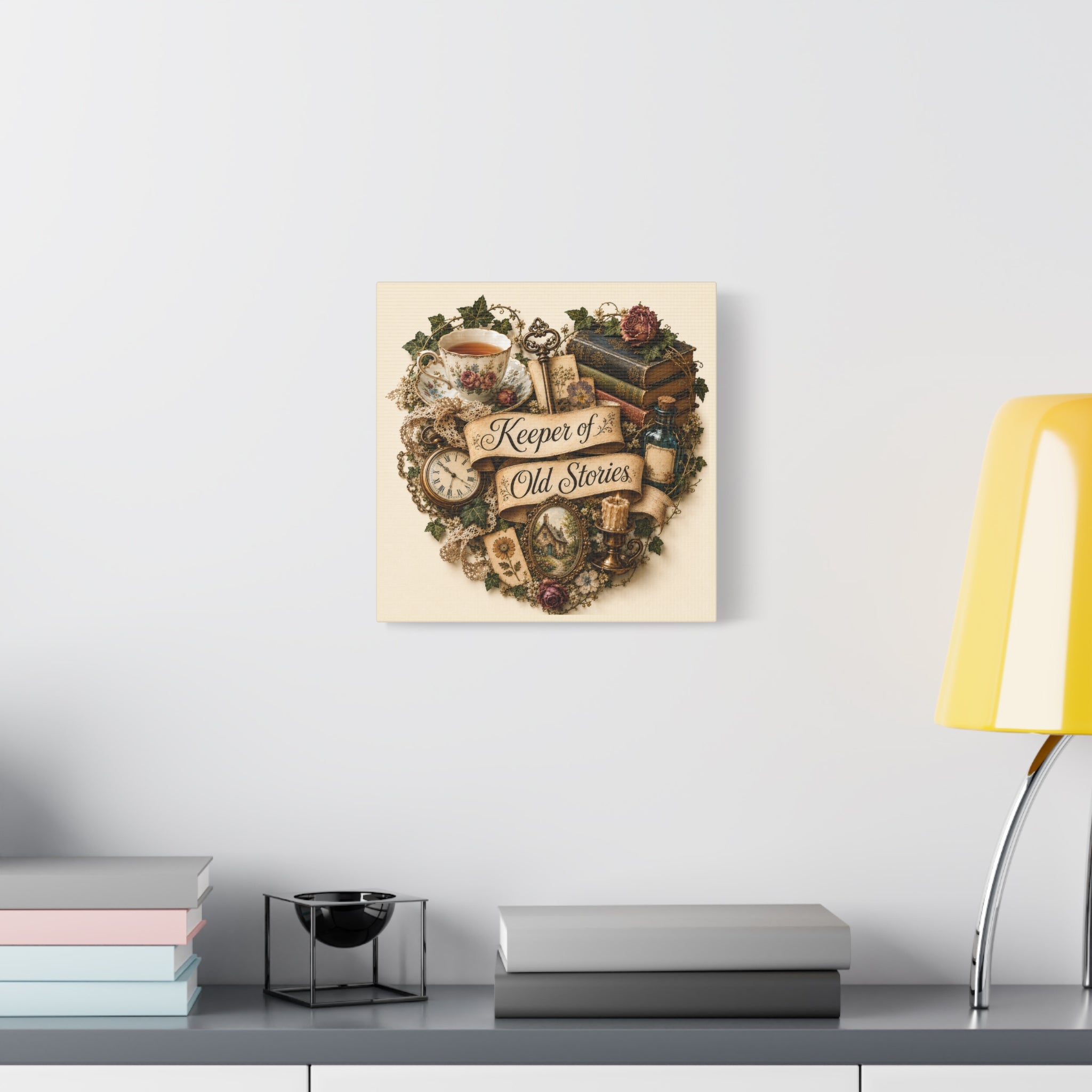Keeper of Old Stories Canvas Wall Art, Vintage Cottagecore Decor