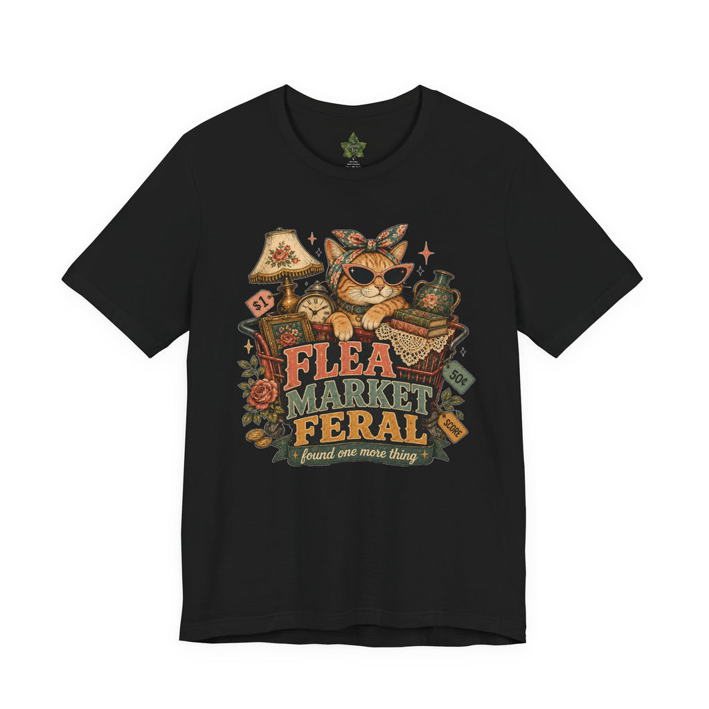 Flea Market Feral Shirt, Thrift Lover Orange Cat Graphic Tee