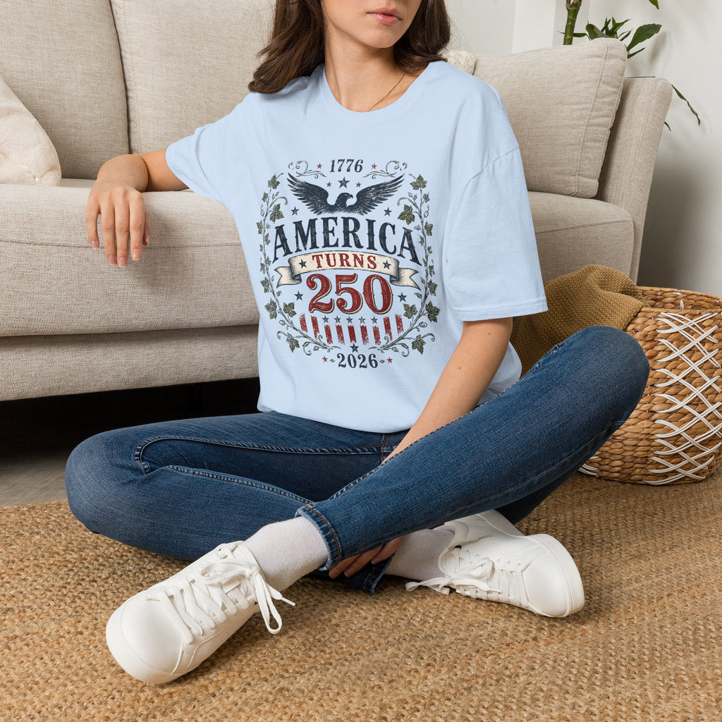 America Turns 250 Shirt 1776 2026 Patriotic Eagle 4th July Tee