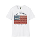 America 250 Shirt 1776 2026 Patchwork Flag Floral Patriotic Tee