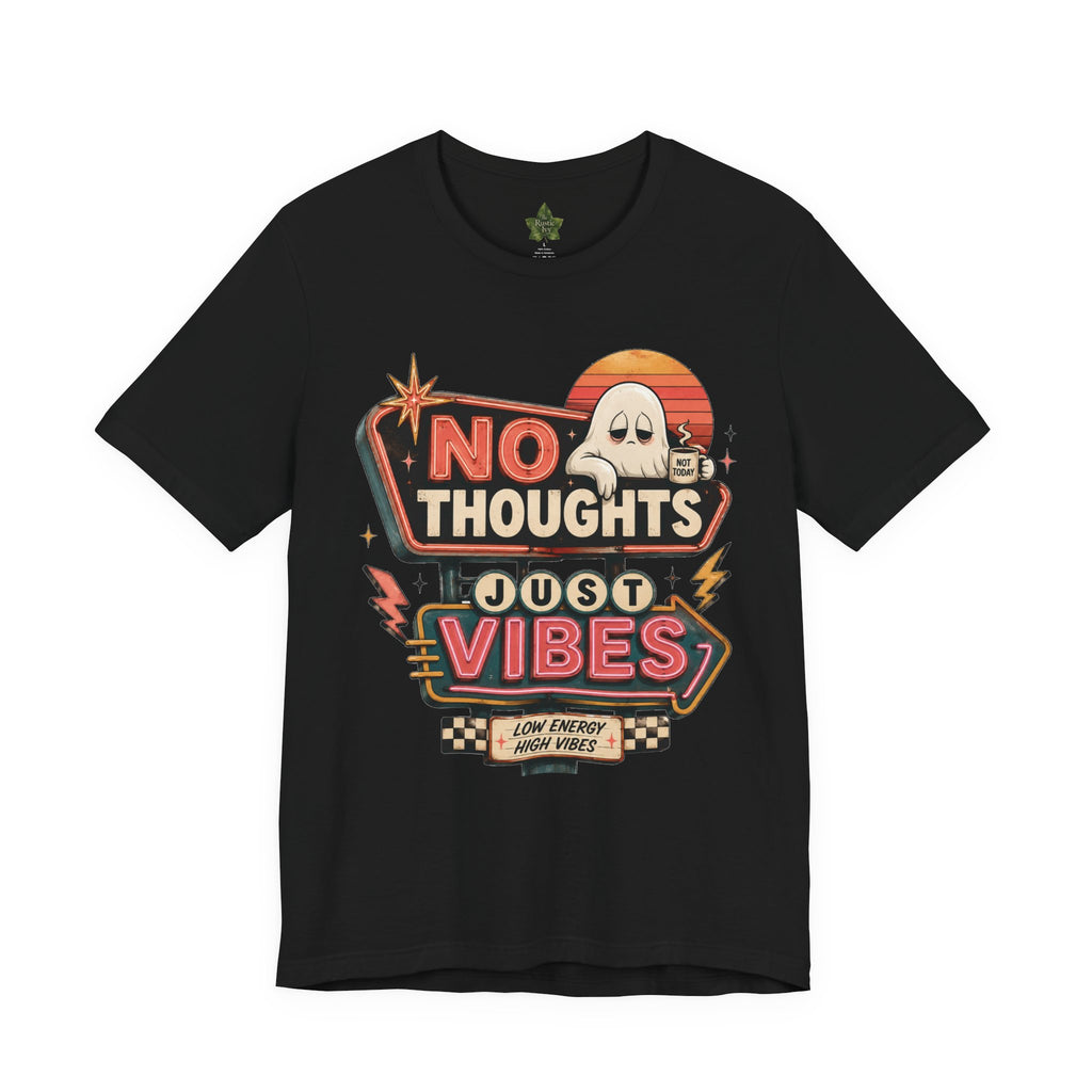 No Thoughts Just Vibes Ghost Shirt, Funny Retro Neon Tee