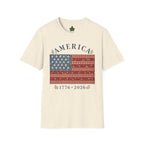 America 250 Shirt 1776 2026 Patchwork Flag Floral Patriotic Tee