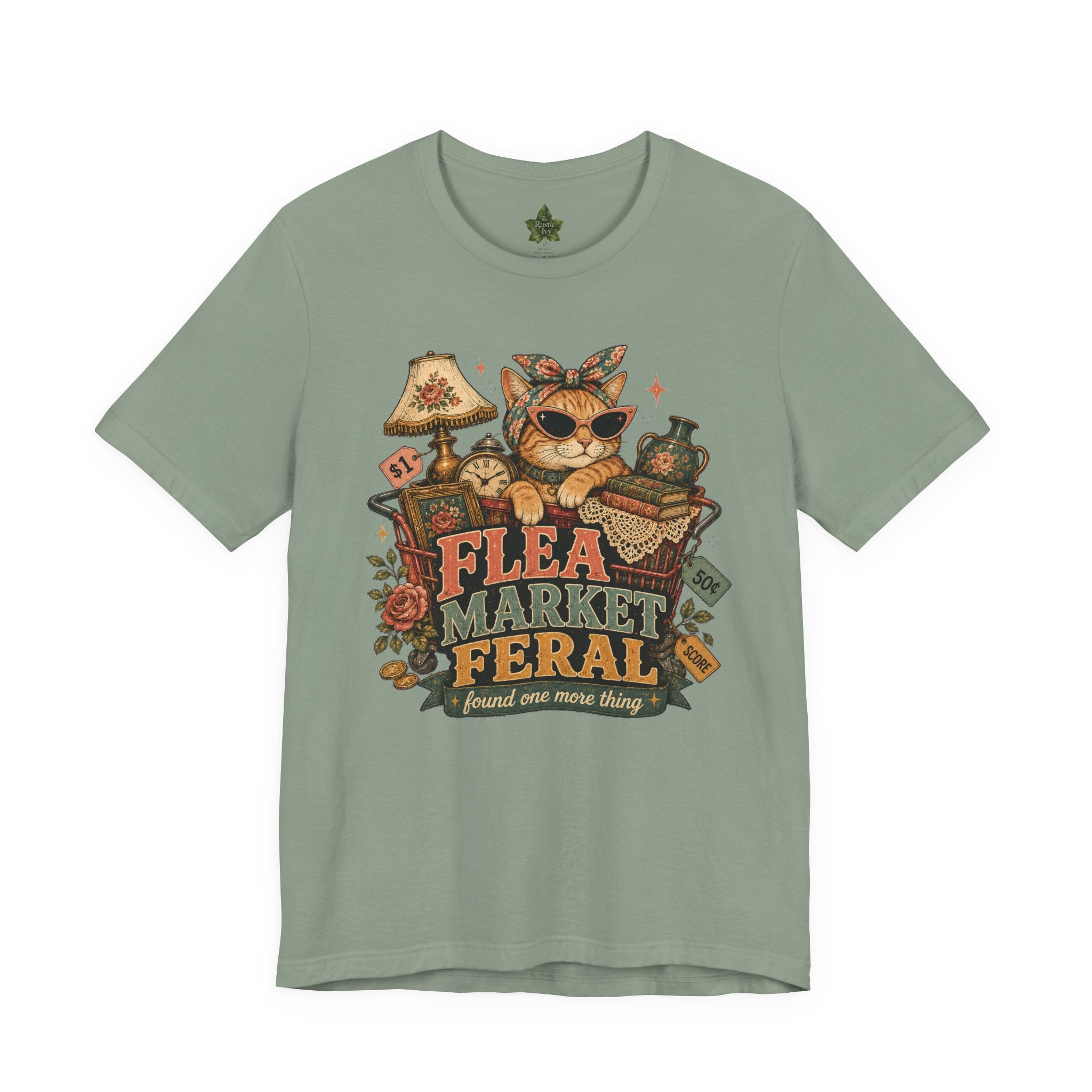 Flea Market Feral Shirt, Thrift Lover Orange Cat Graphic Tee