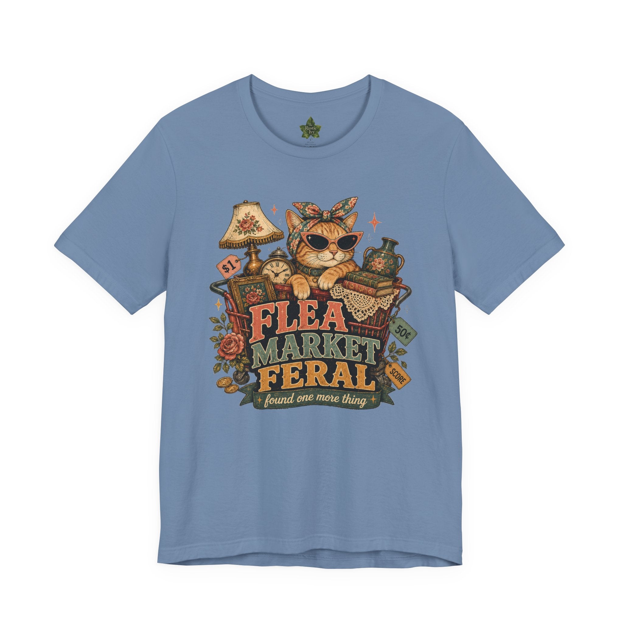 Flea Market Feral Shirt, Thrift Lover Orange Cat Graphic Tee