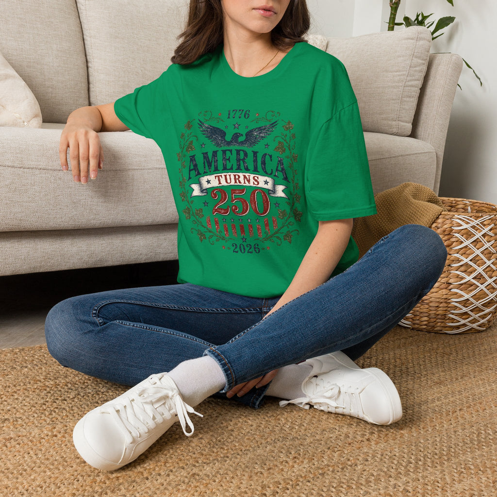 America Turns 250 Shirt 1776 2026 Patriotic Eagle 4th July Tee