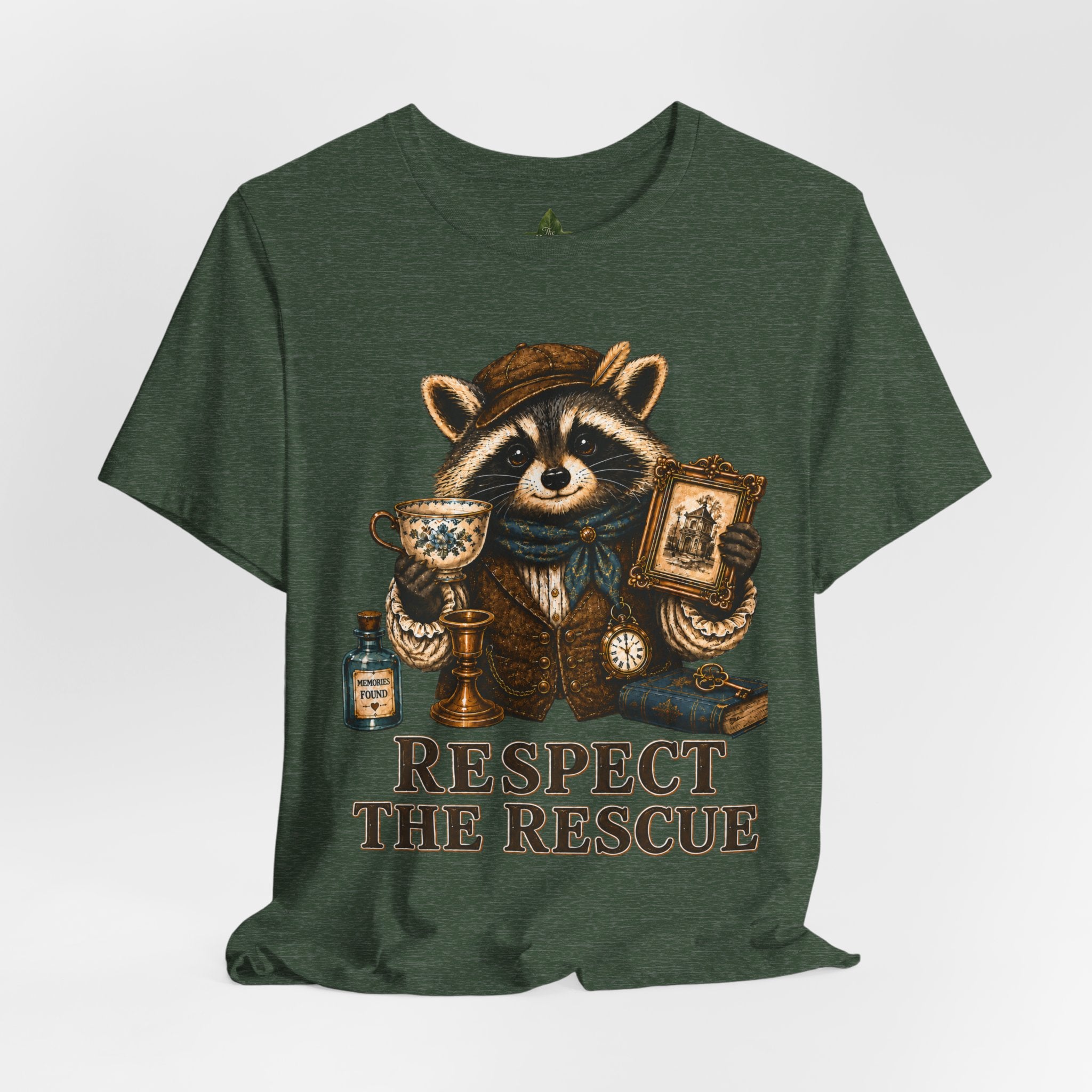 Respect The Rescue Raccoon Tee, Vintage Thrift Lover Shirt, Estate Sale Gift