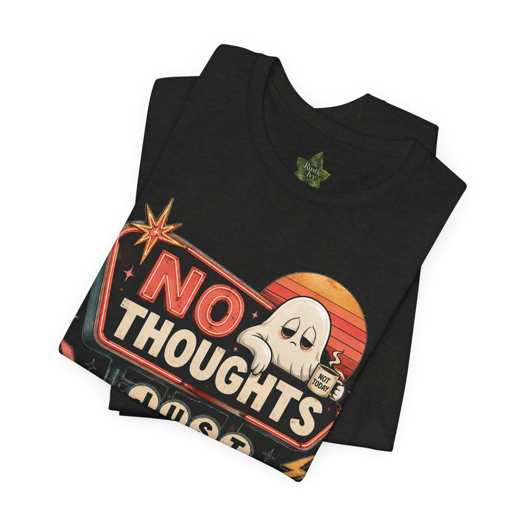No Thoughts Just Vibes Ghost Shirt, Funny Retro Neon Tee