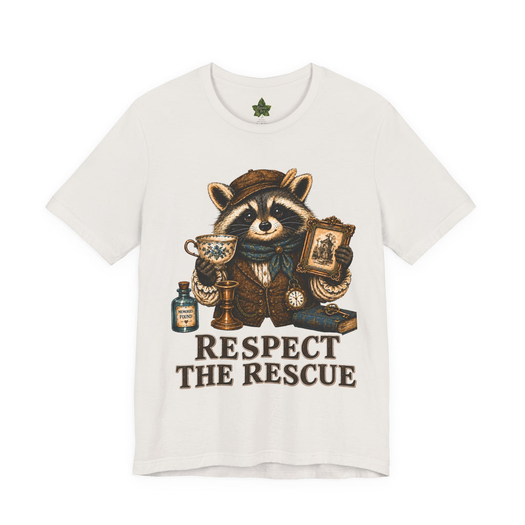 Respect The Rescue Raccoon Tee, Vintage Thrift Lover Shirt, Estate Sale Gift