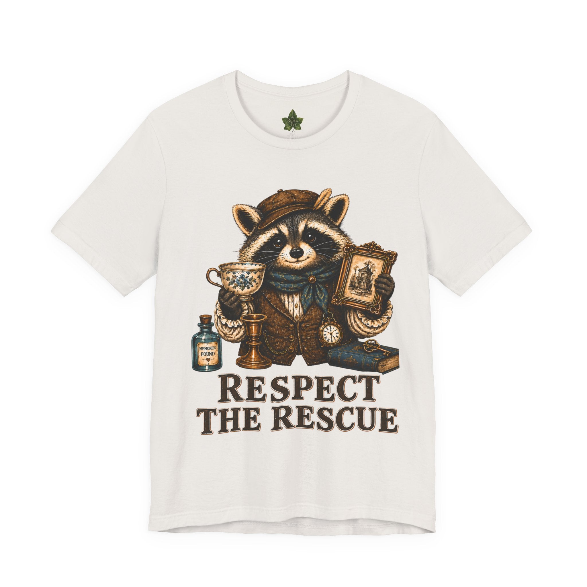 Respect The Rescue Raccoon Tee, Vintage Thrift Lover Shirt, Estate Sale Gift