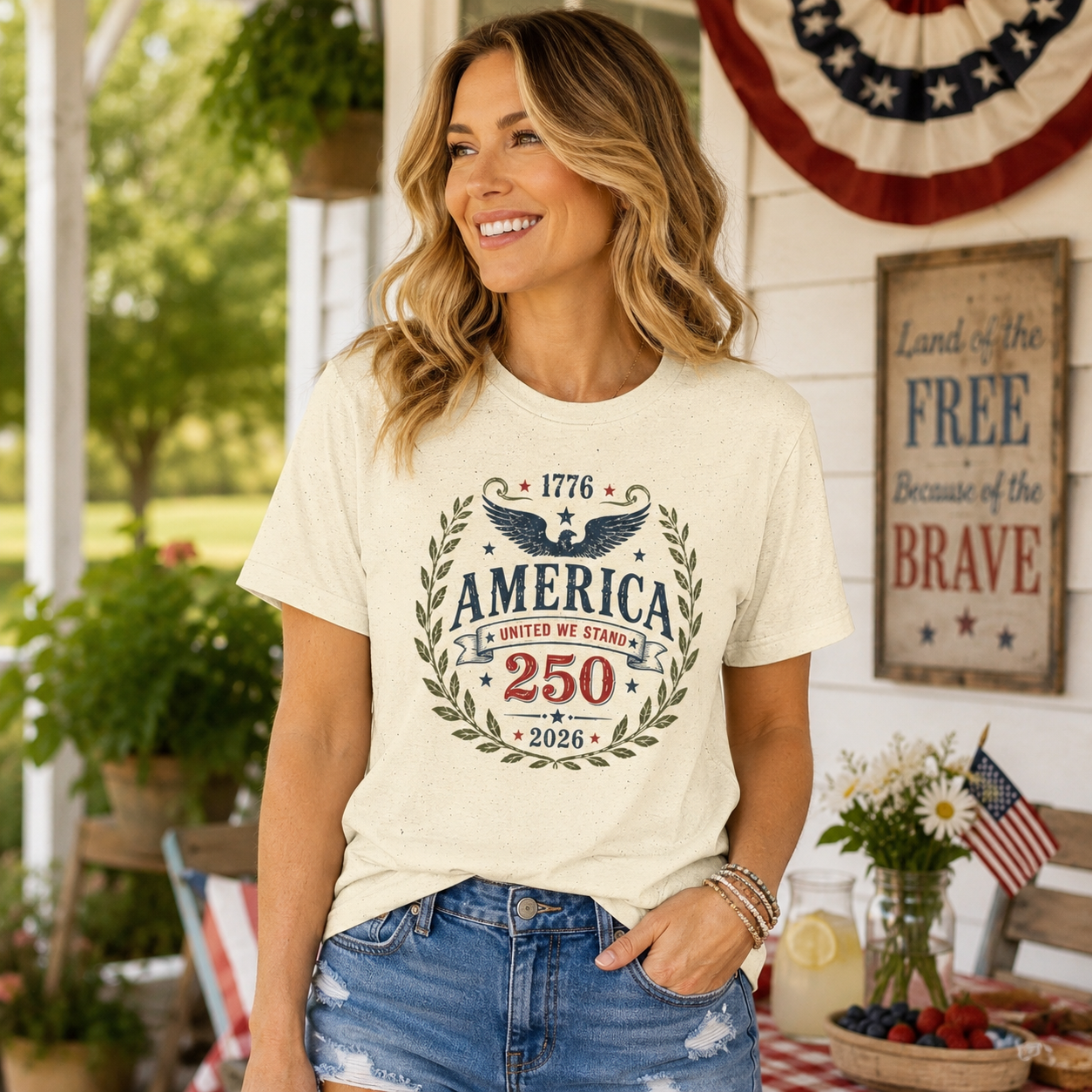 America 250 Shirt, 1776 2026 Patriotic Eagle Tee, Fourth of July Tee