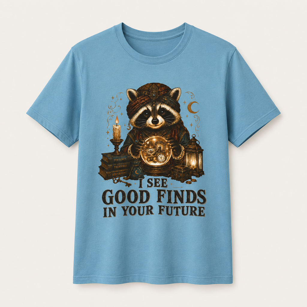 Fortune Teller Raccoon Shirt, Thrift Lover Crystal Ball Tee
