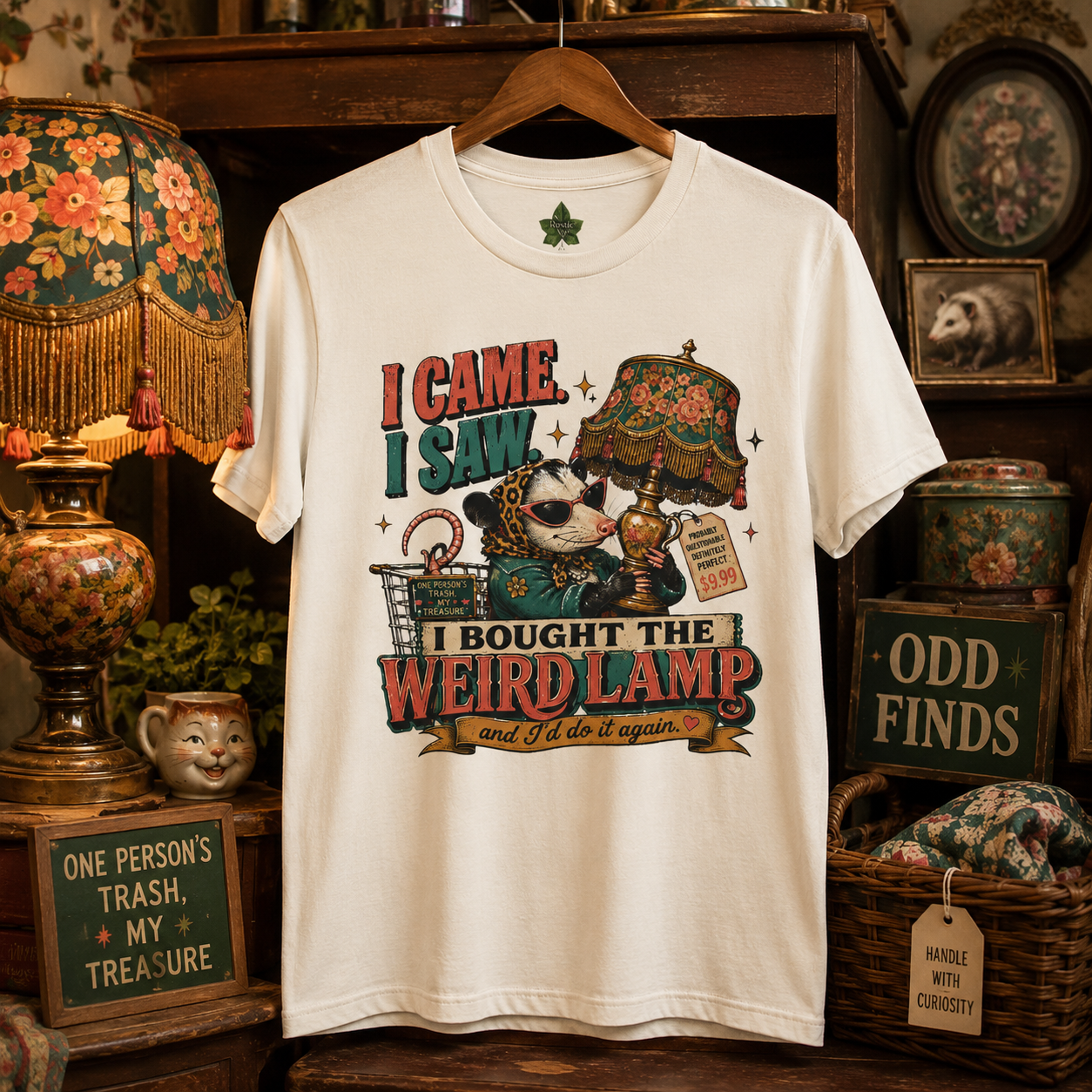 Weird Lamp Possum Shirt, Antique Mall Thrifting Tee