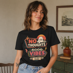 No Thoughts Just Vibes Ghost Shirt, Funny Retro Neon Tee
