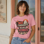 No Thoughts Just Vibes Ghost Shirt, Funny Retro Neon Tee
