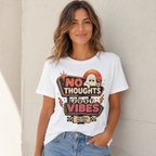 No Thoughts Just Vibes Ghost Shirt, Funny Retro Neon Tee