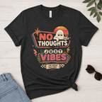 No Thoughts Just Vibes Ghost Shirt, Funny Retro Neon Tee