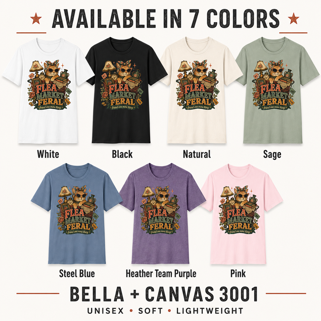 Flea Market Feral Shirt, Thrift Lover Orange Cat Graphic Tee