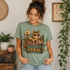 Flea Market Feral Shirt, Thrift Lover Orange Cat Graphic Tee
