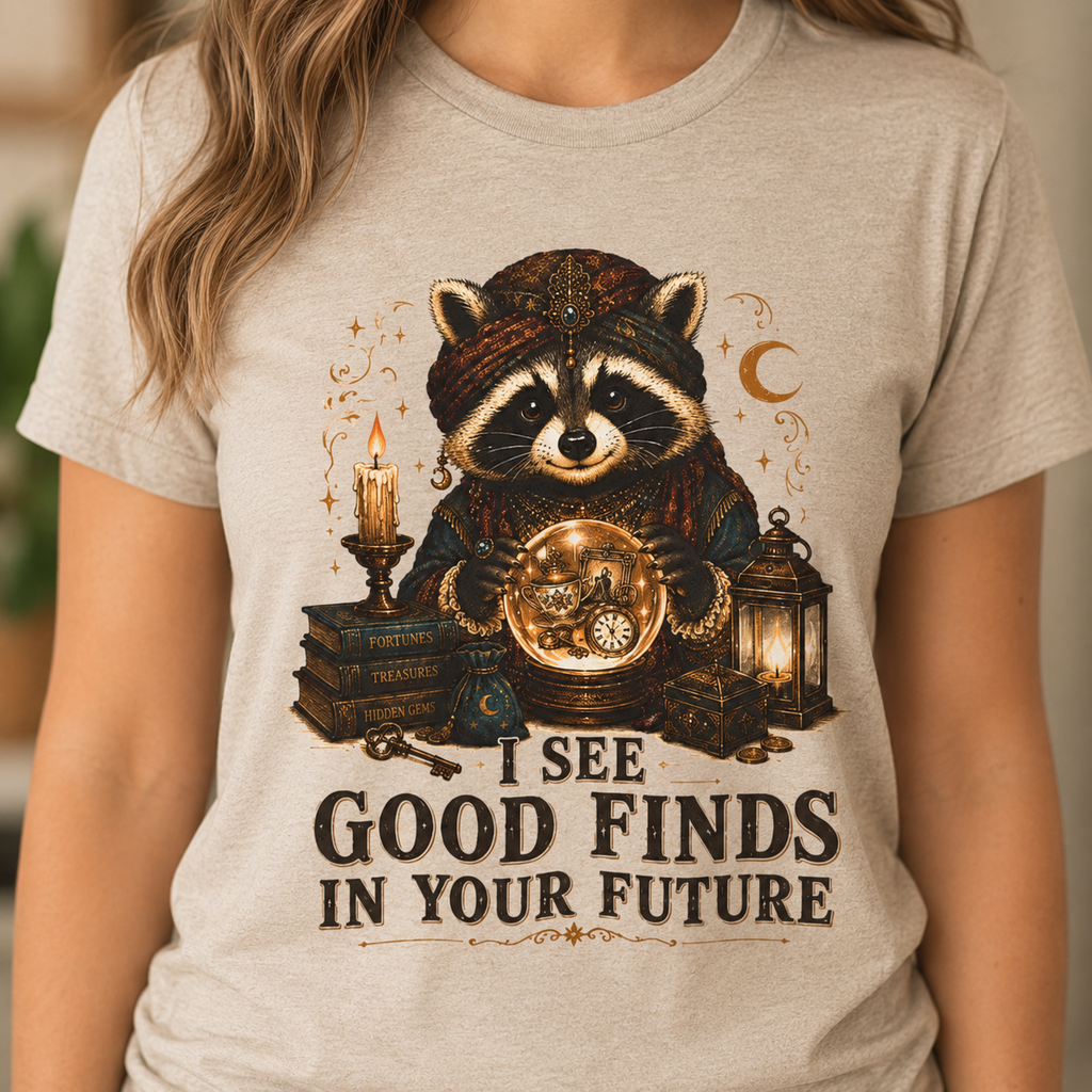 Good Finds Raccoon Graphic Tee, Vintage Thrift Lover Shirt