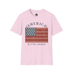 America 250 Shirt 1776 2026 Patchwork Flag Floral Patriotic Tee