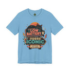 Low Battery Still Iconic Shirt, Black Cat Coffee Graphic Tee