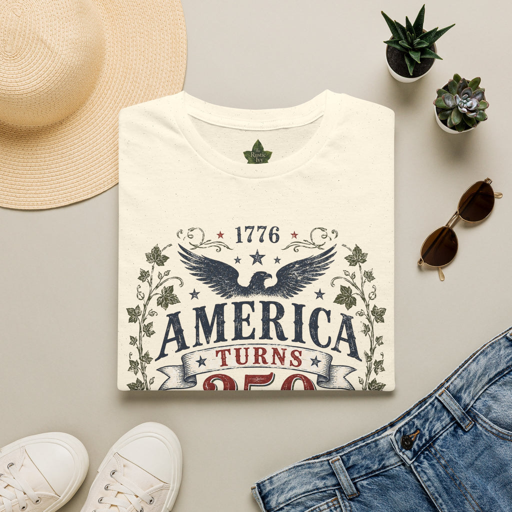 America Turns 250 Shirt 1776 2026 Patriotic Eagle 4th July Tee