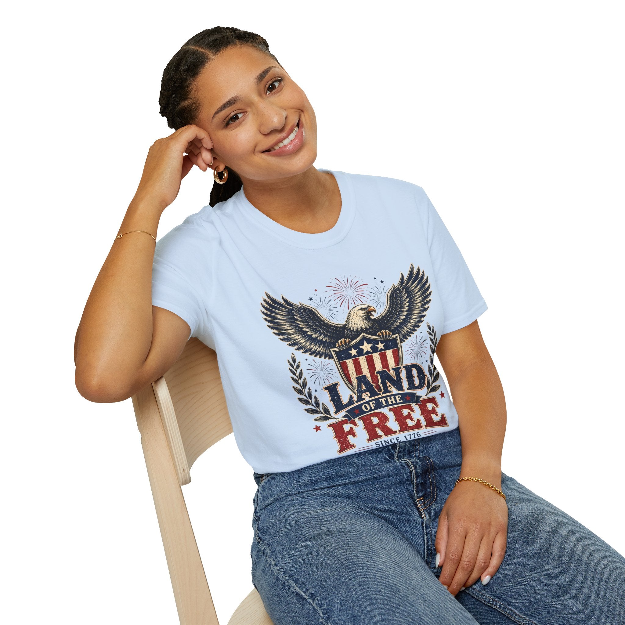 Title: Land of the Free Eagle Shirt, Patriotic 4th of July USA Tee