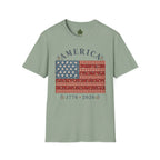 America 250 Shirt 1776 2026 Patchwork Flag Floral Patriotic Tee