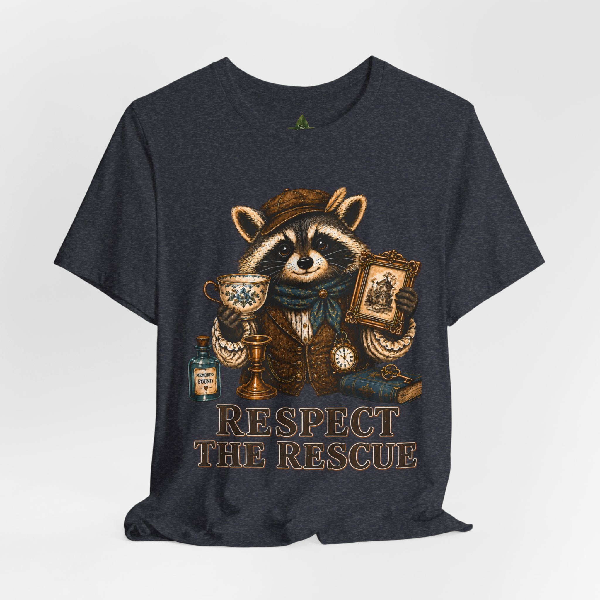 Respect The Rescue Raccoon Tee, Vintage Thrift Lover Shirt, Estate Sale Gift