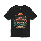 Low Battery Still Iconic Shirt, Black Cat Coffee Graphic Tee