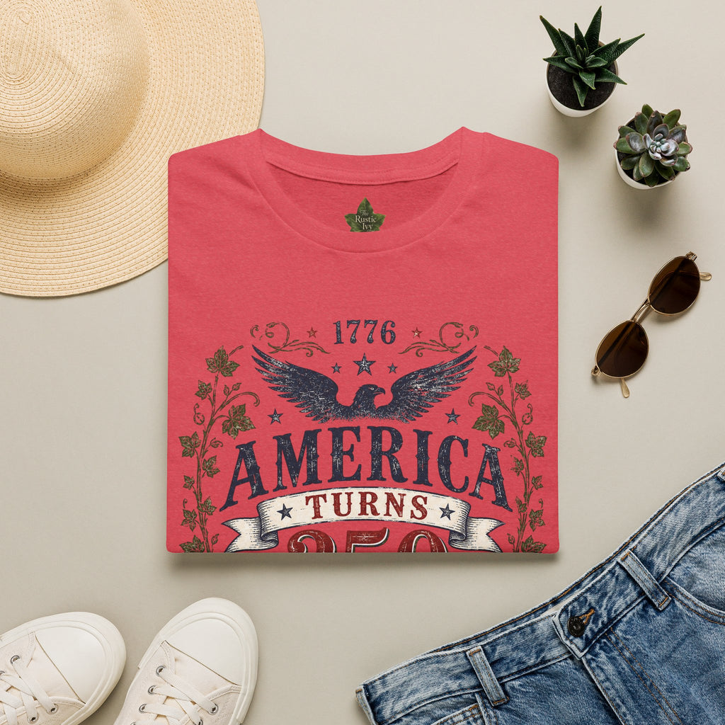 America Turns 250 Shirt 1776 2026 Patriotic Eagle 4th July Tee