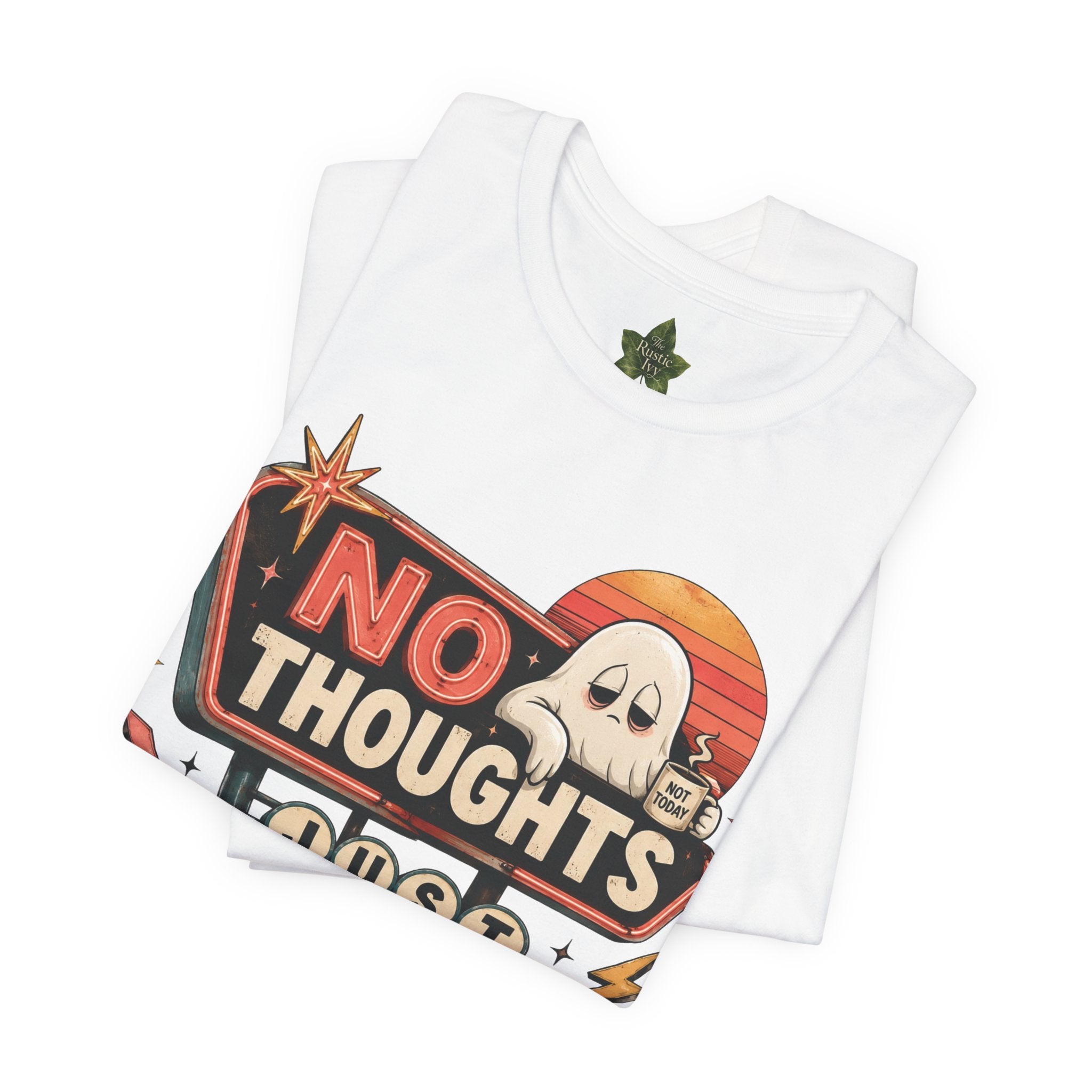 No Thoughts Just Vibes Ghost Shirt, Funny Retro Neon Tee