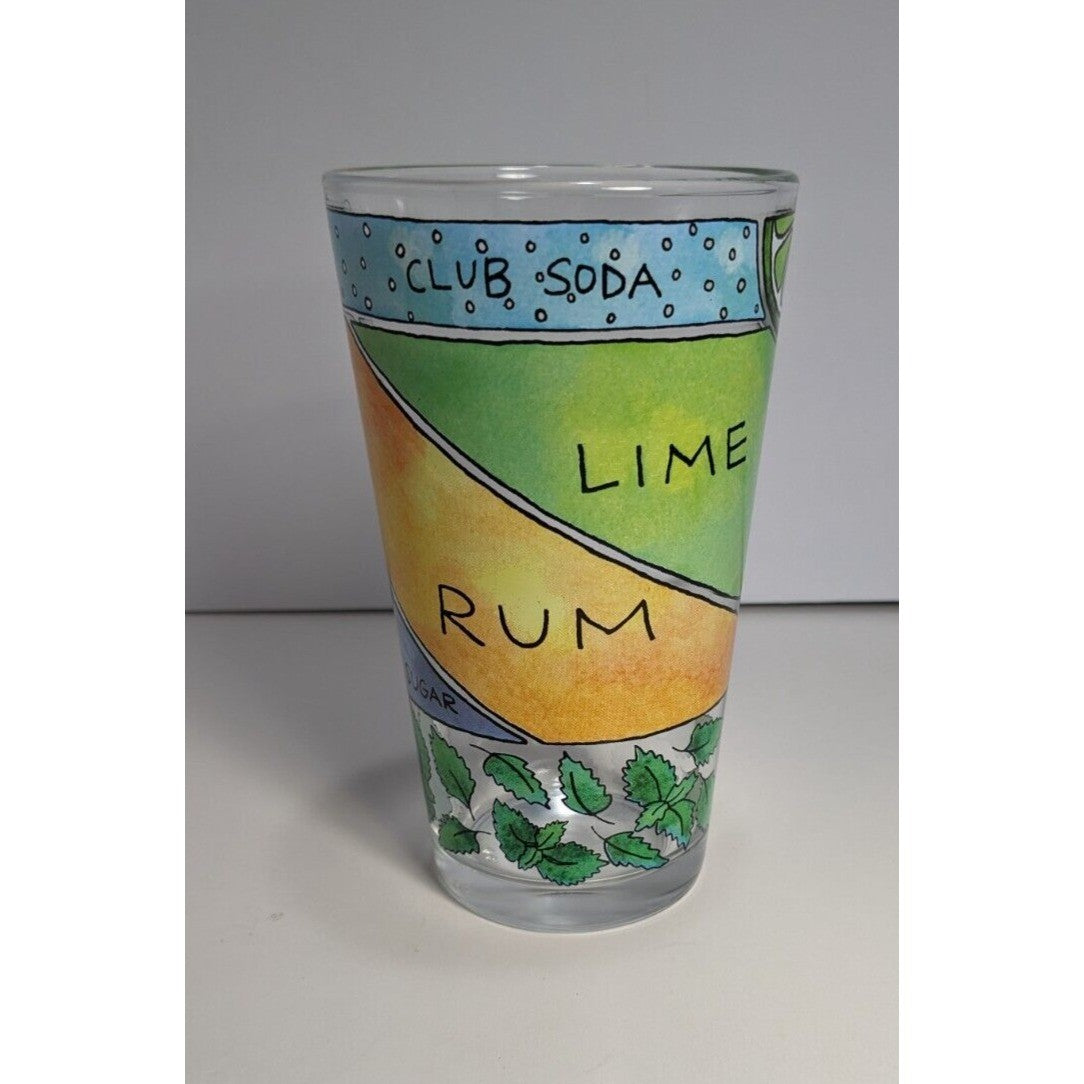 Mojito Recipe Pint Glass – Alyson Thomas – Cocktail Art – Colorful Drinkware