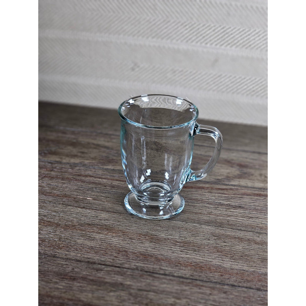Vintage Clear Glass Pedestal Mug with Handle | Footed Coffee Cup