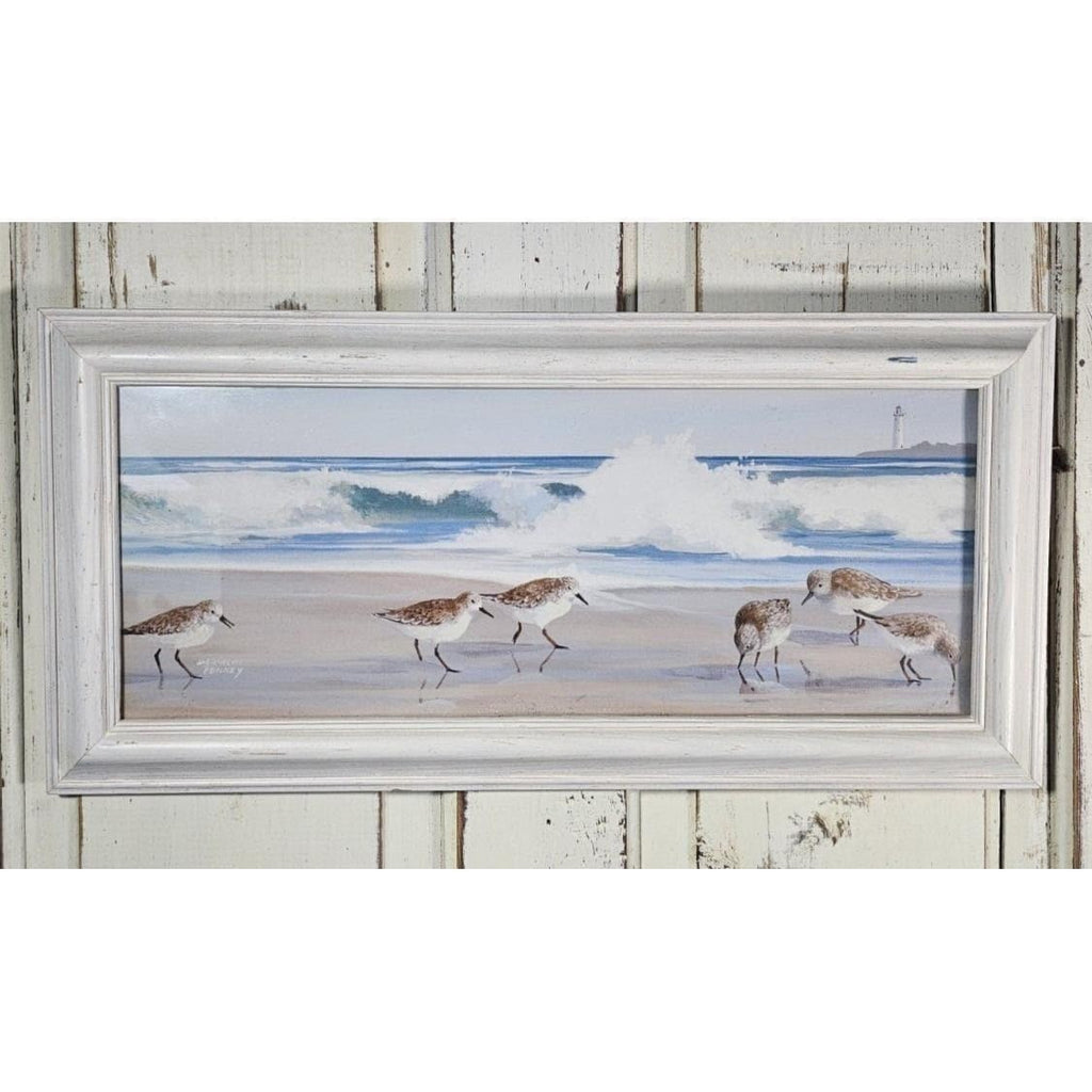 Jacqueline Penney Coastal Shorebirds Lighthouse Framed Art Signed