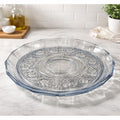 Vintage Anchor Hocking Blue Chip and Dip Plate Glass Serving Tray