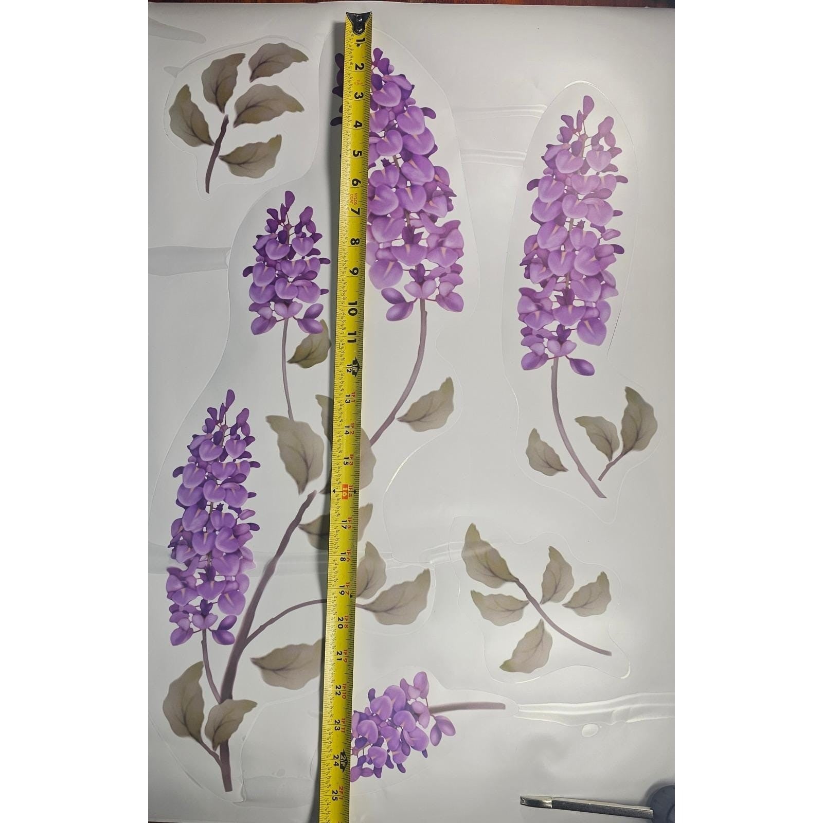 Purple Wisteria Wall Decals Floral Vine Stickers Botanical Wall Art Set