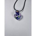 Vintage Glass Heart Vial Necklace Blue Hand Blown Art Glass Pendant