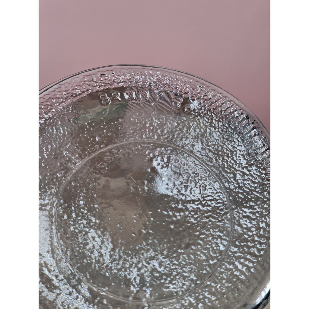 Vintage Brody Clear Glass Vase 9.5 Inch Mid Century Feather Leaf Design