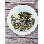 Vintage Currier & Ives Autumn Rural Scene Plate 6.5" Horse Barn Art