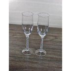 Vintage Clear Crystal Champagne Flutes Set of 2 Twisted Stem